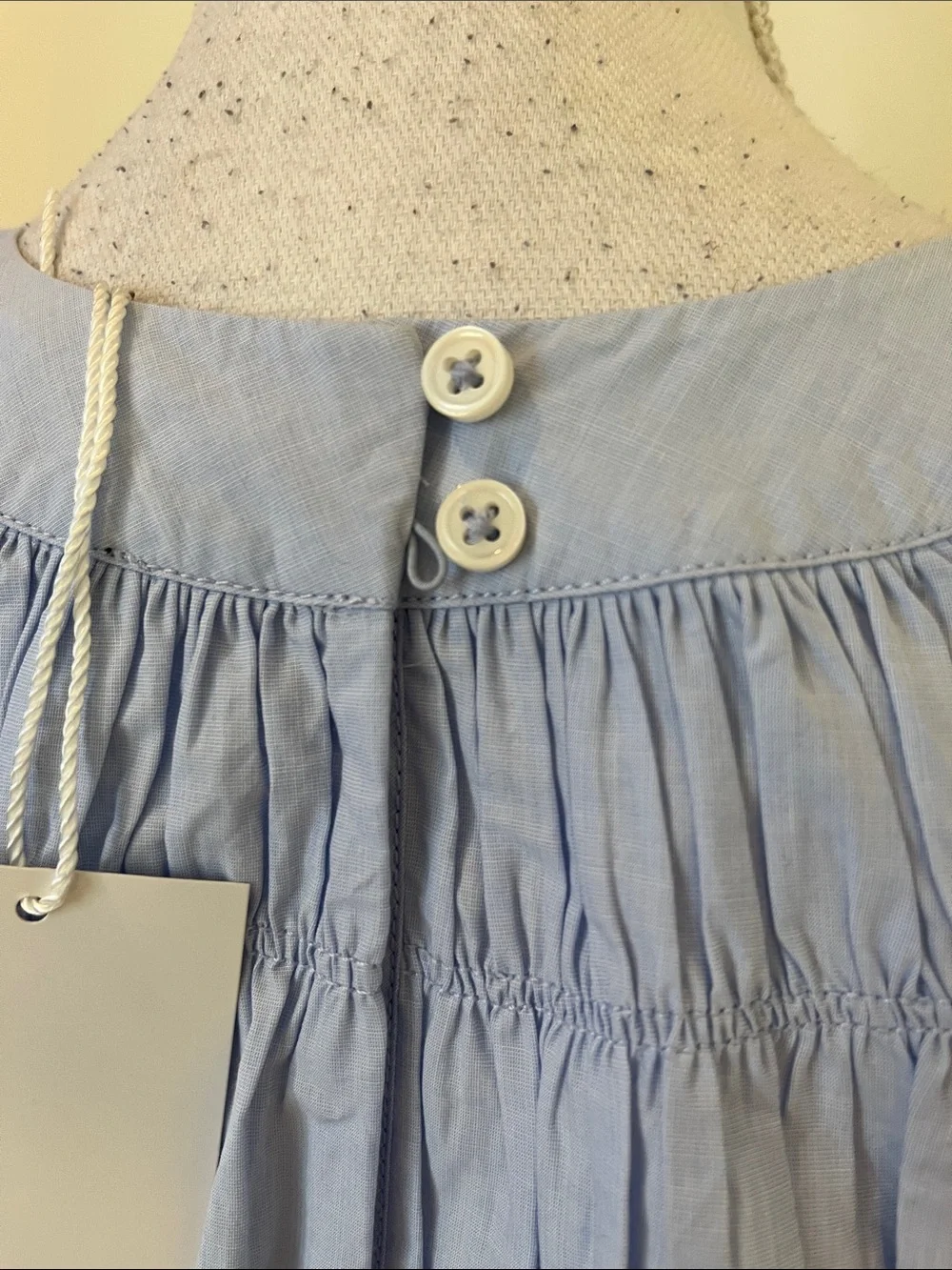 J. Crew Light Blue Smocked Yoke Puff Sleeve Top